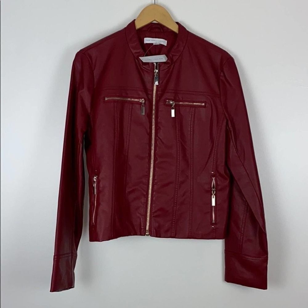 New York and Company Blood Red Moto Jacket L